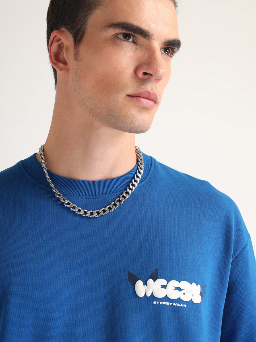 Imperial Blue Astro Thunder Oversized T-Shirt Model view | Weezy