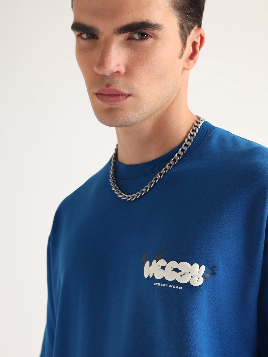Imperial Blue Astro Thunder Oversized T-Shirt Lifestyle view | Weezy