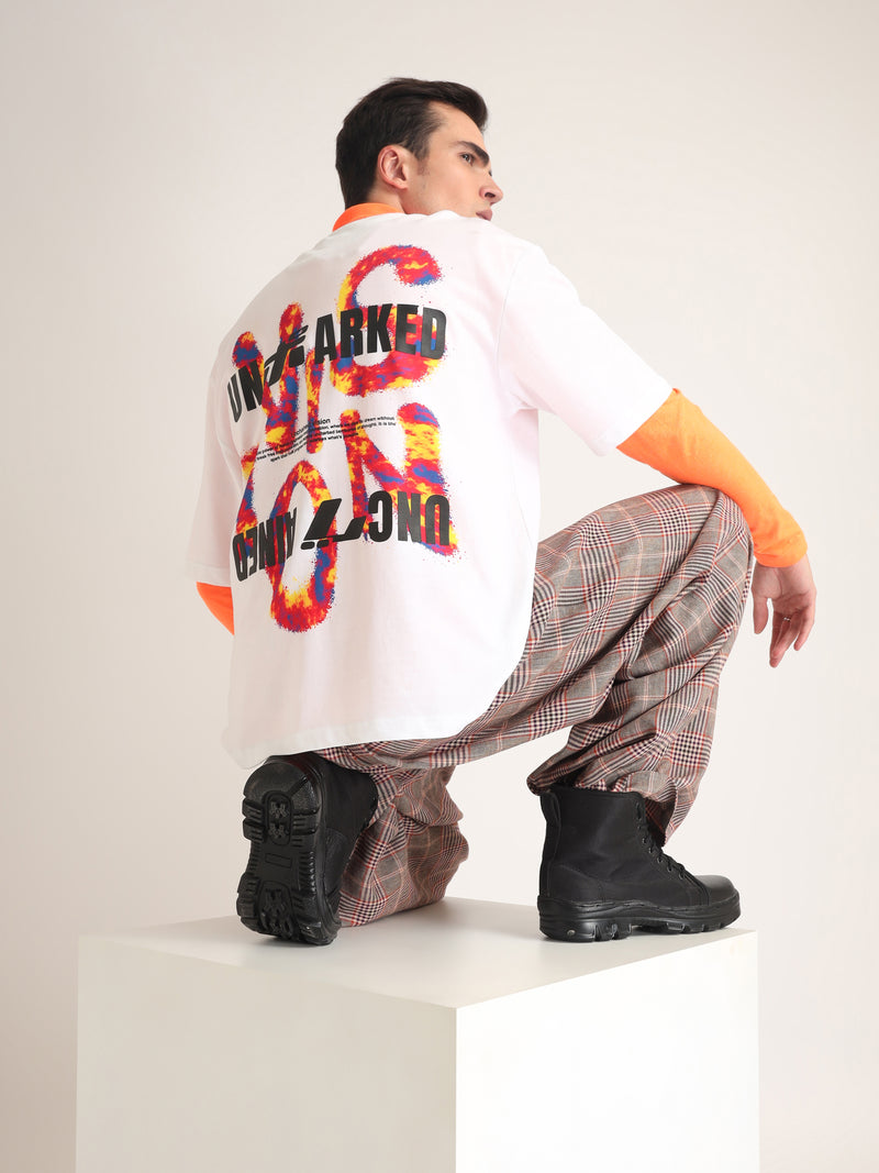 White Unchained Thoughts Oversized T-Shirt Front view | Weezy