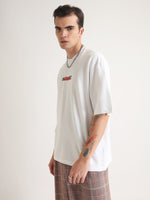 White Unchained Thoughts Oversized T-Shirt Model view | Weezy