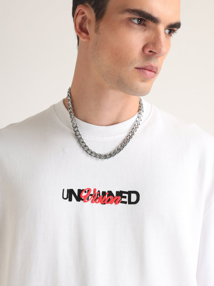 White Unchained Thoughts Oversized T-Shirt Lifestyle view | Weezy