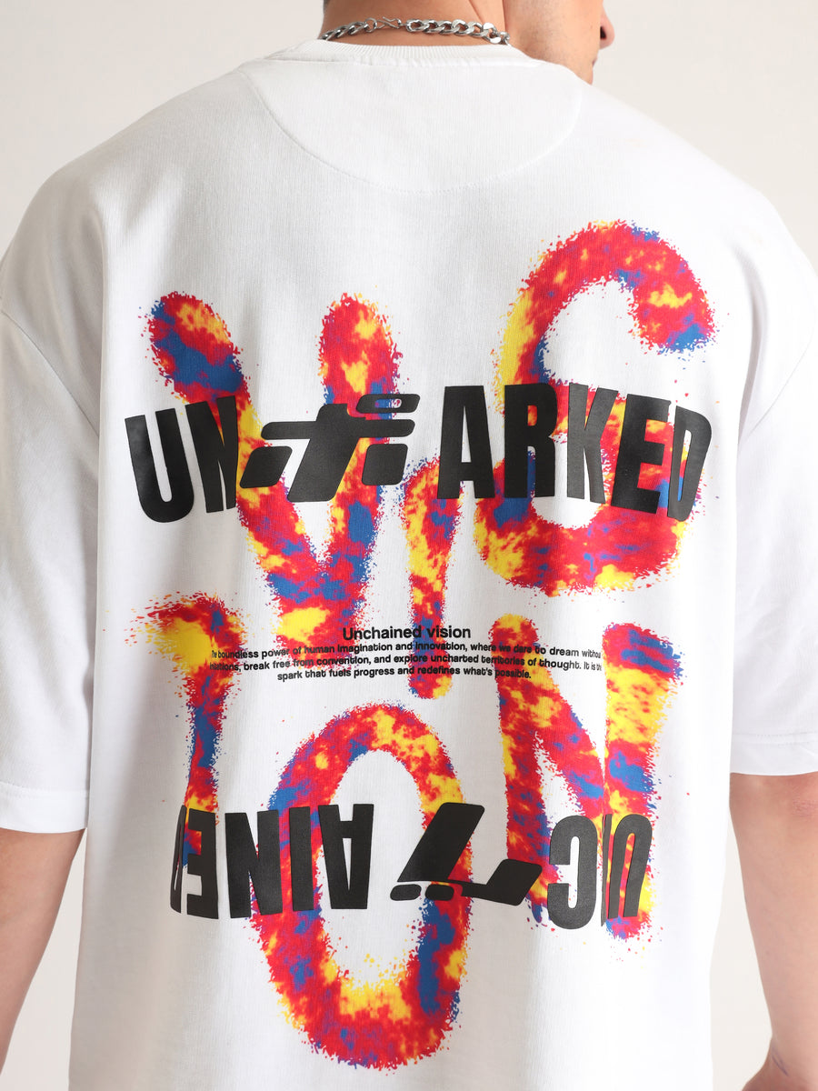 White Unchained Thoughts Oversized T-Shirt Side view | Weezy