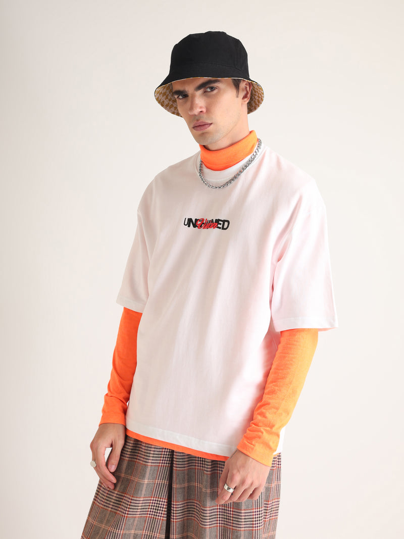 White Unchained Thoughts Oversized T-Shirt Back view | Weezy