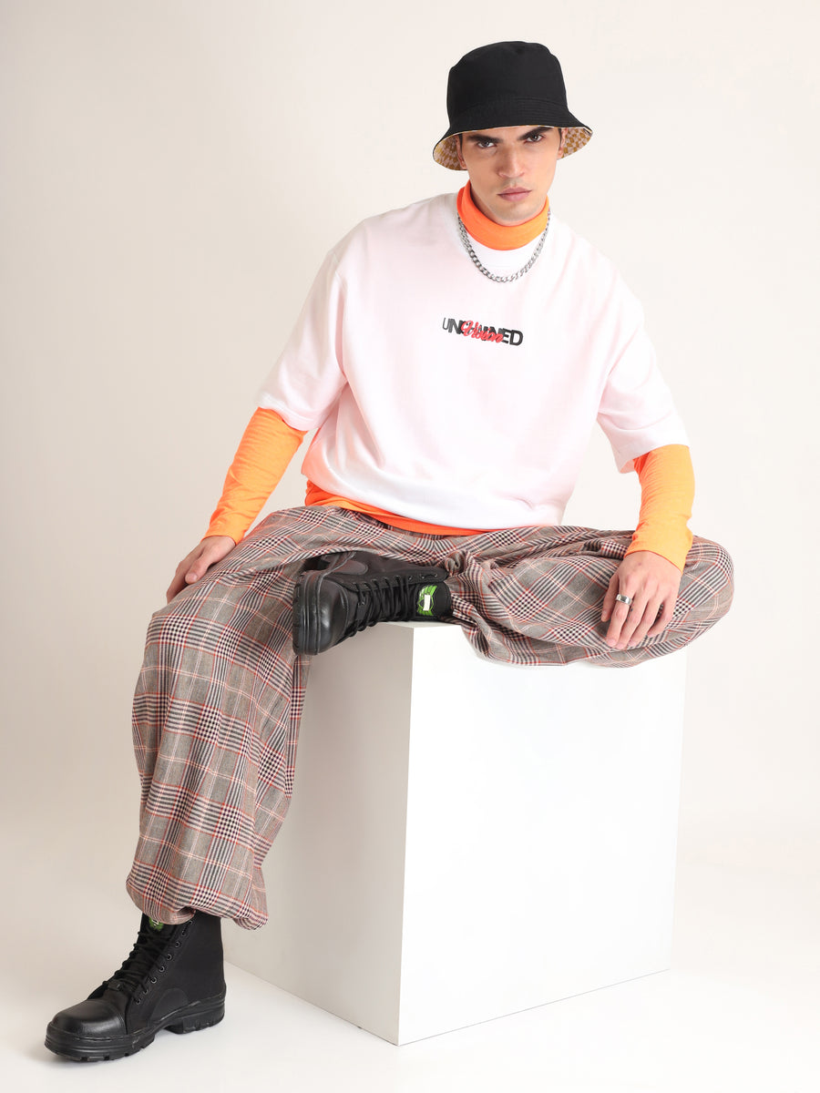 White Unchained Thoughts Oversized T-Shirt Detail view | Weezy
