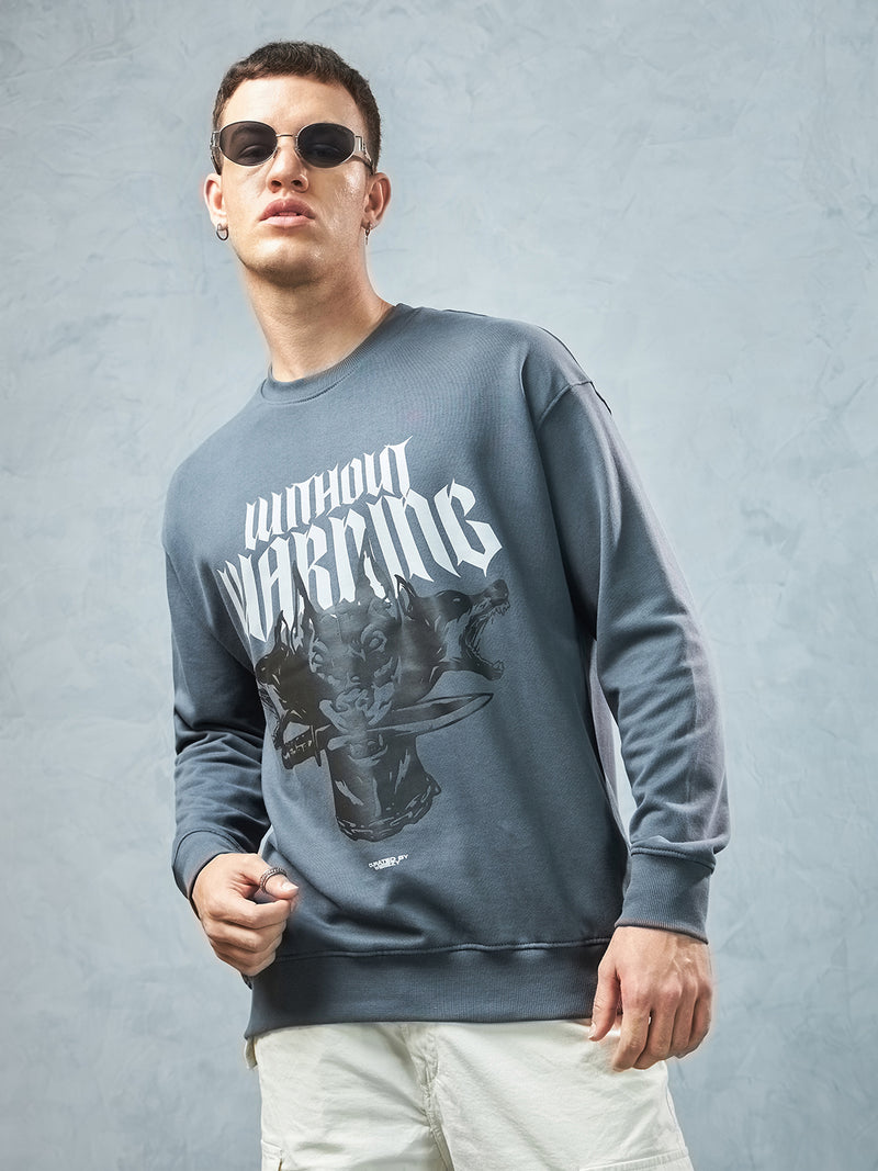 Cool Grey Without Warning Sweatshirt Front view | Weezy
