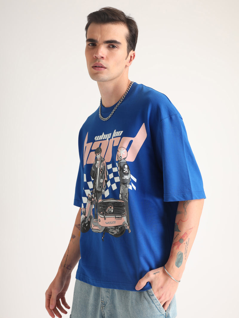 Imperial Blue Whip 2 Hard Oversized T-Shirt Back view | Weezy
