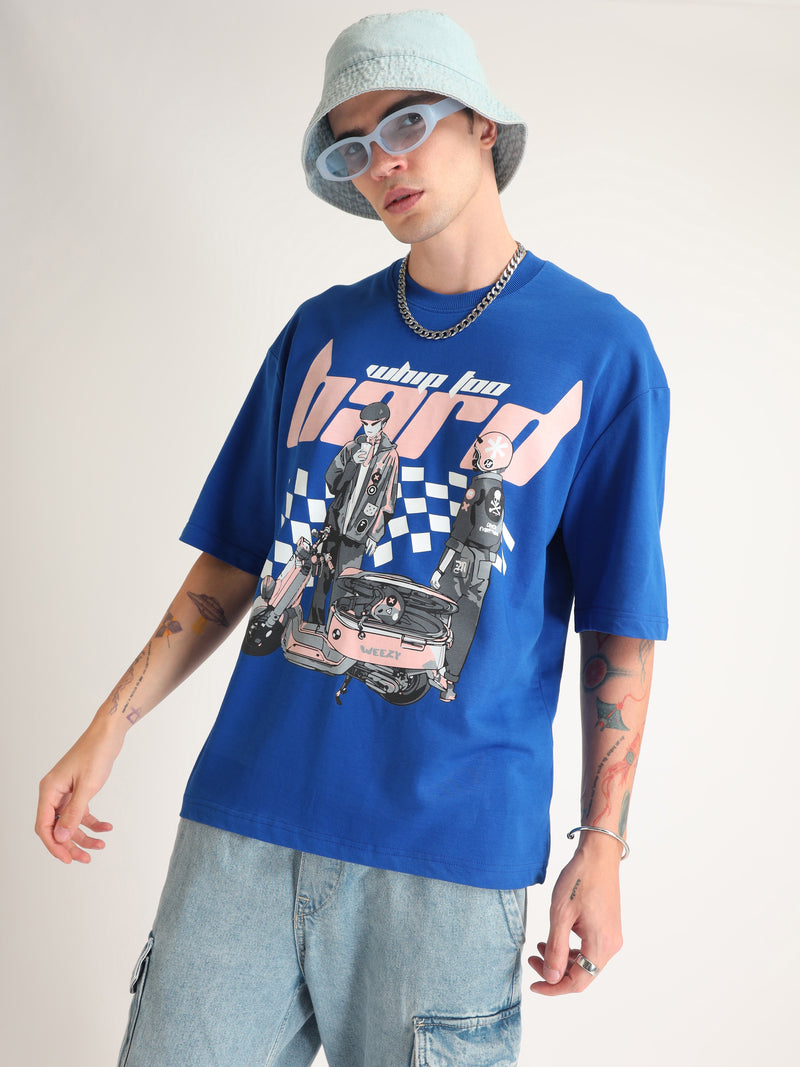 Imperial Blue Whip 2 Hard Oversized T-Shirt Lifestyle view | Weezy