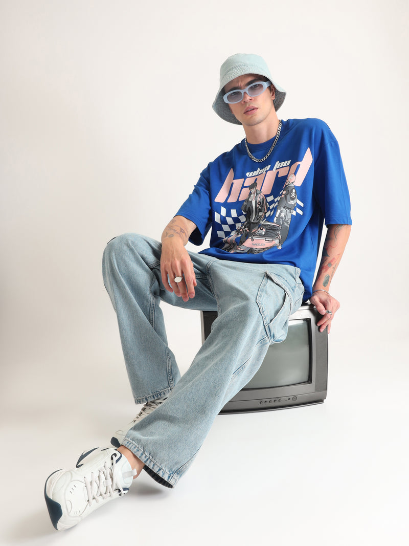 Imperial Blue Whip 2 Hard Oversized T-Shirt Front view | Weezy