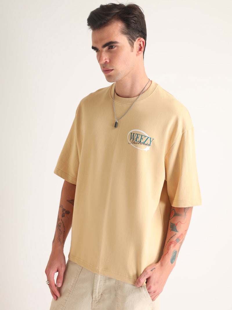 Beige Wicked Games Oversized T-Shirt Side view | Weezy