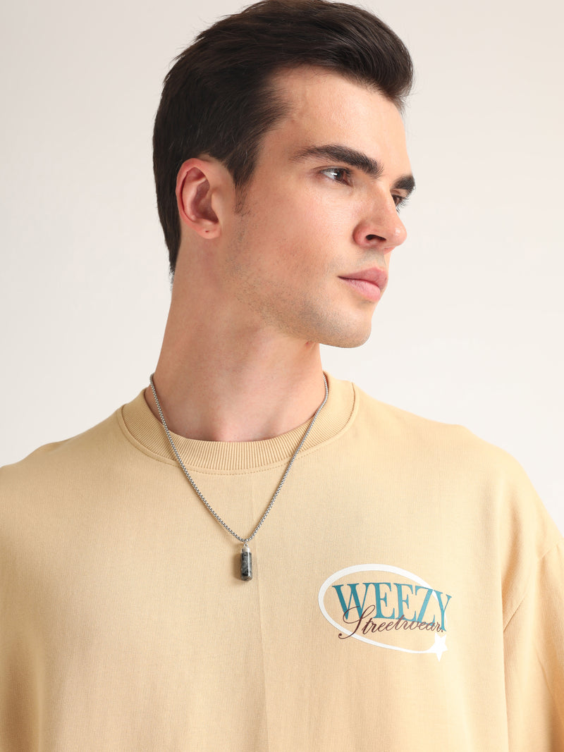 Beige Wicked Games Oversized T-Shirt Lifestyle view | Weezy