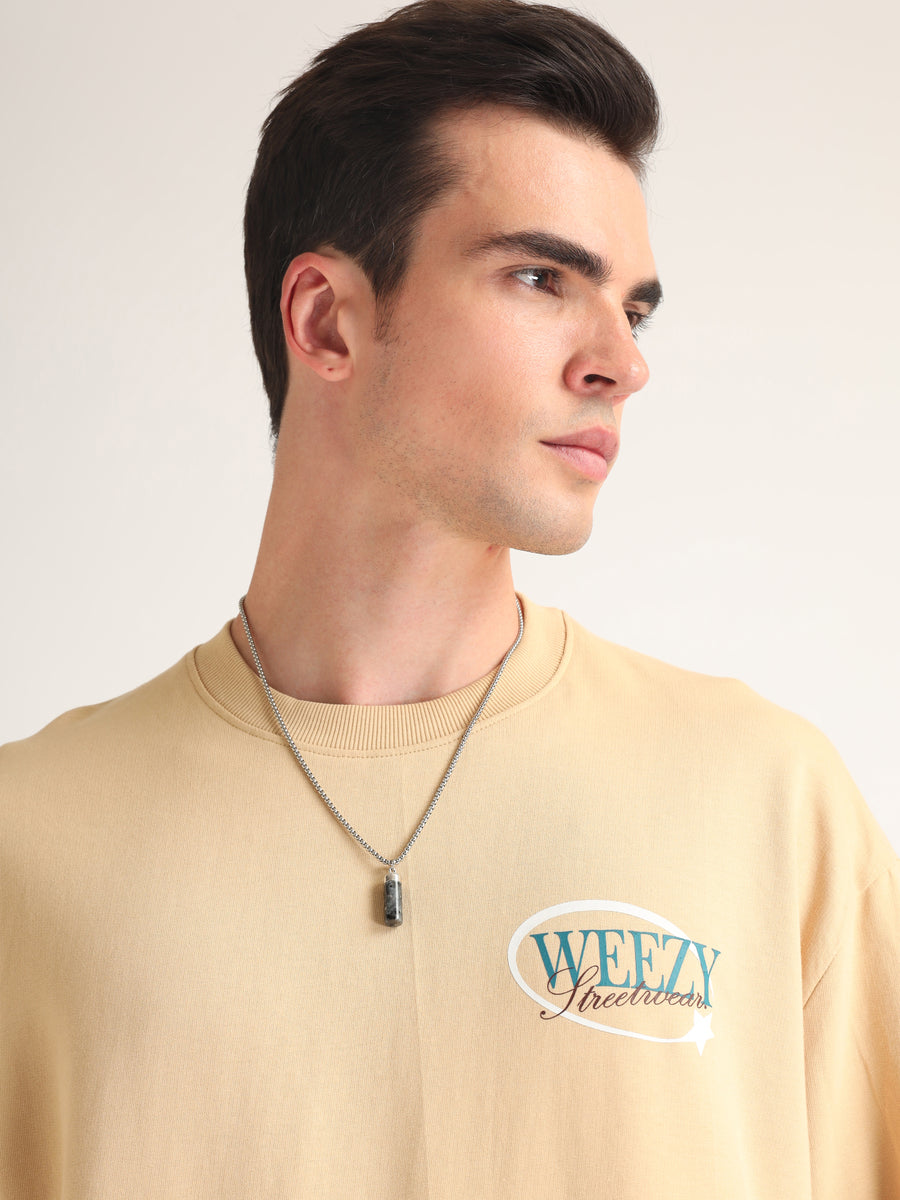 Beige Wicked Games Oversized T-Shirt Lifestyle view | Weezy