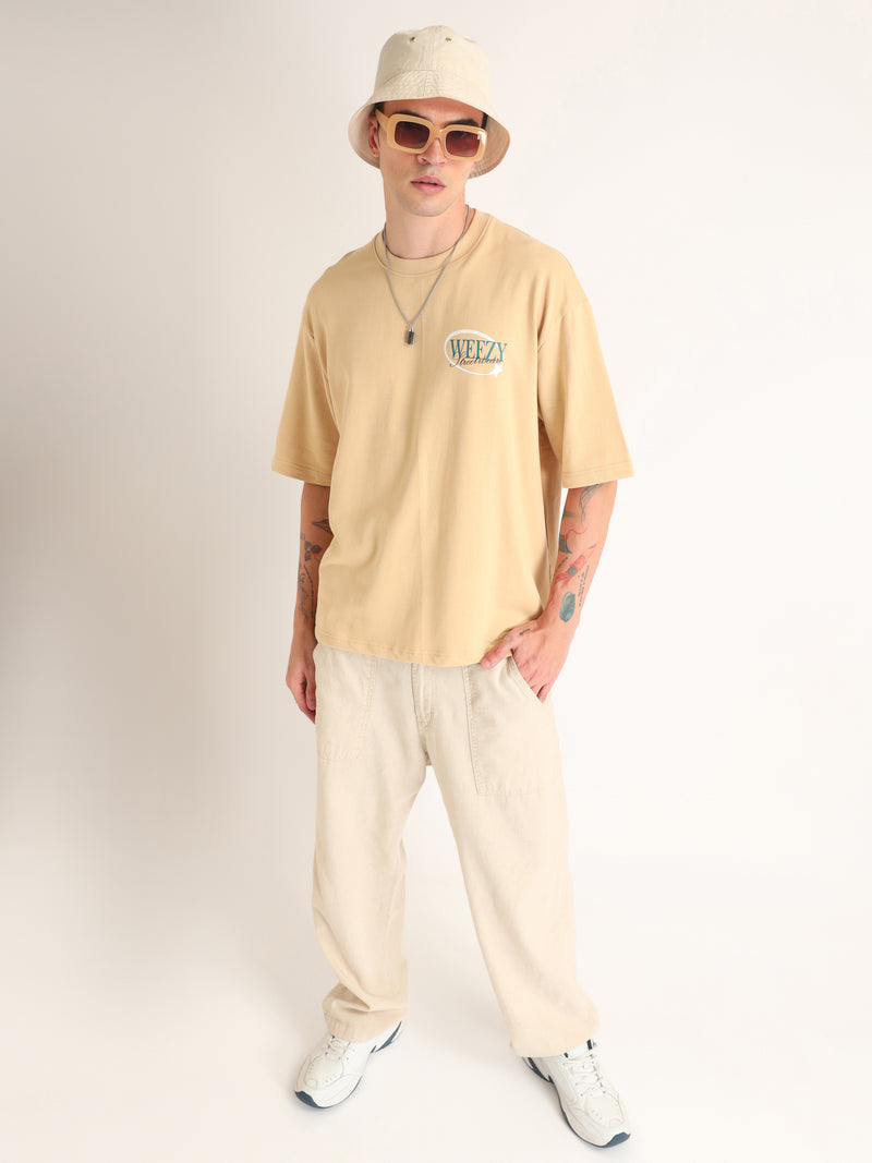 Beige Wicked Games Oversized T-Shirt Model view | Weezy