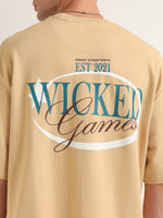 Beige Wicked Games Oversized T-Shirt Detail view | Weezy
