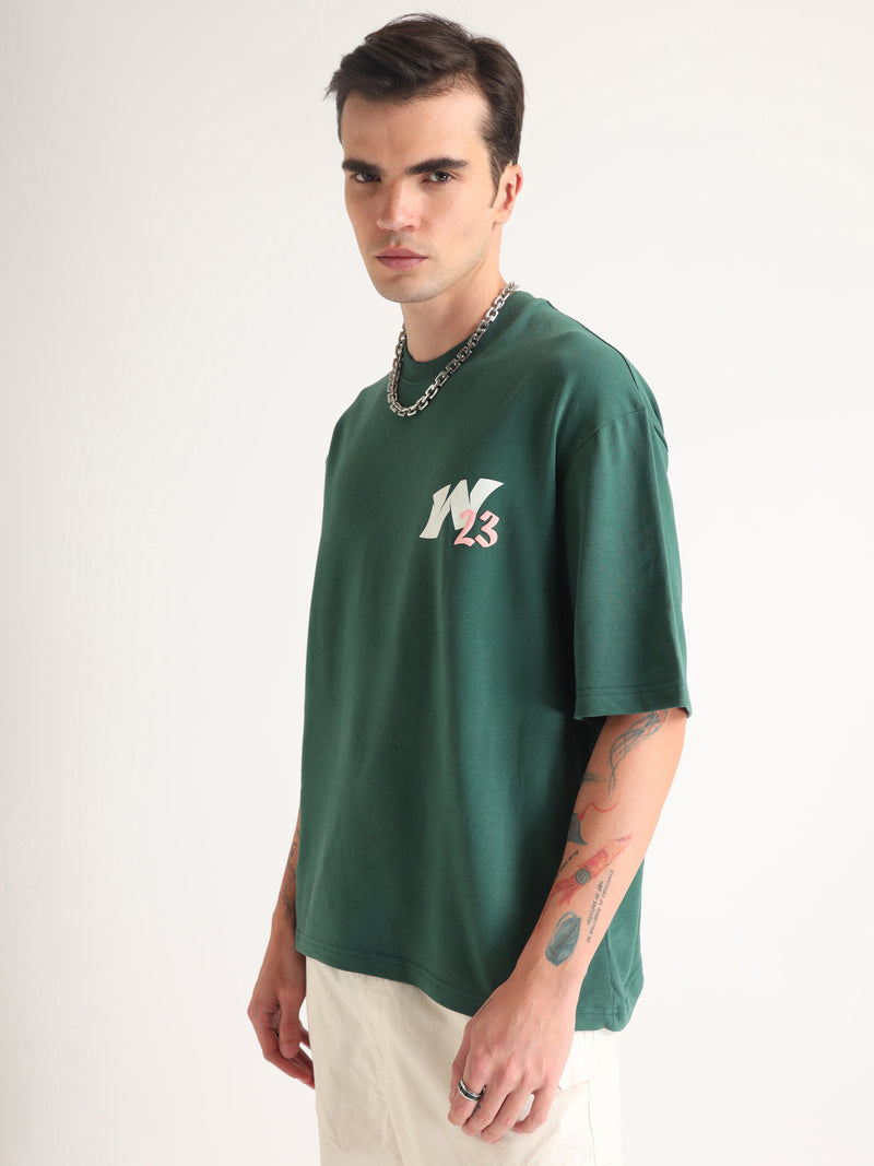 Emerald Green Topia Twins Oversized T-Shirt Back view | Weezy