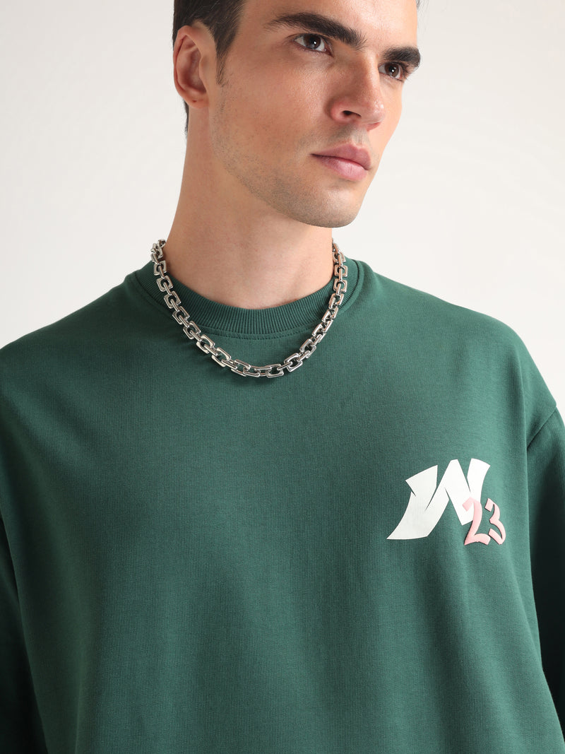 Emerald Green Topia Twins Oversized T-Shirt Model view | Weezy