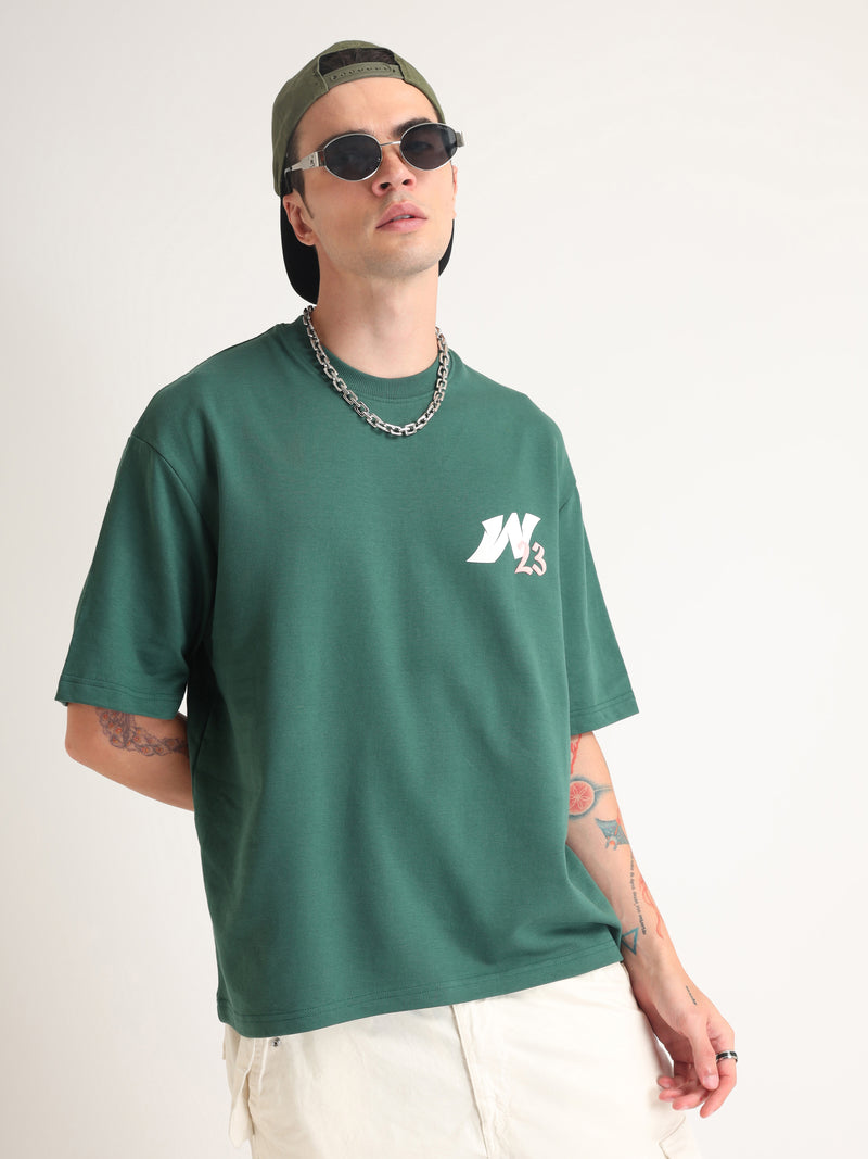 Emerald Green Topia Twins Oversized T-Shirt Detail view | Weezy
