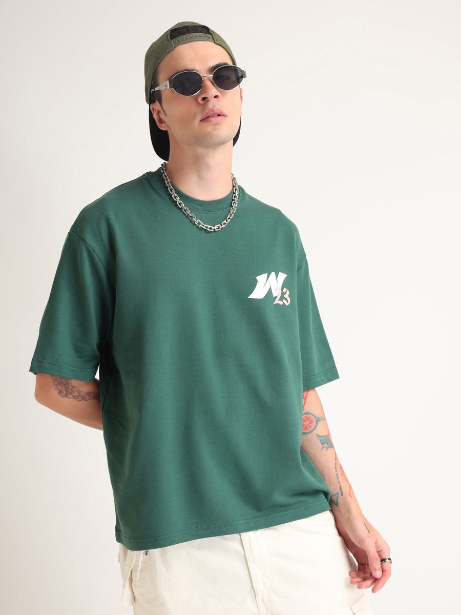 Emerald Green Topia Twins Oversized T-Shirt Detail view | Weezy