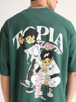 Emerald Green Topia Twins Oversized T-Shirt Side view | Weezy
