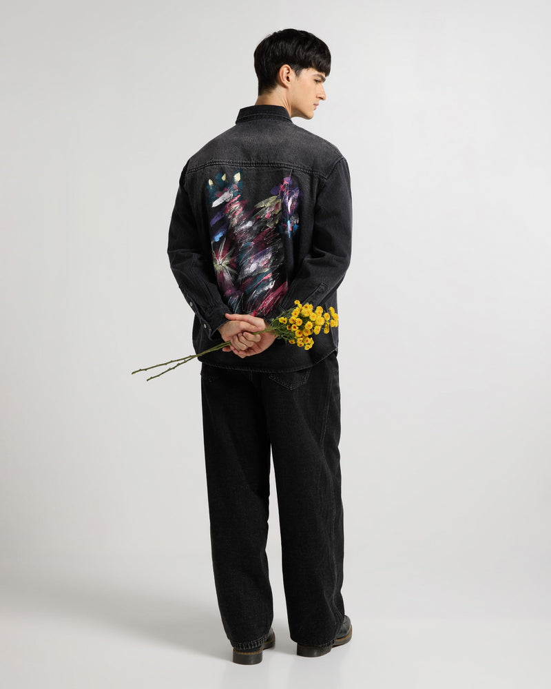 Premium Handpainted Denim Shacket Lifestyle view | Weezy