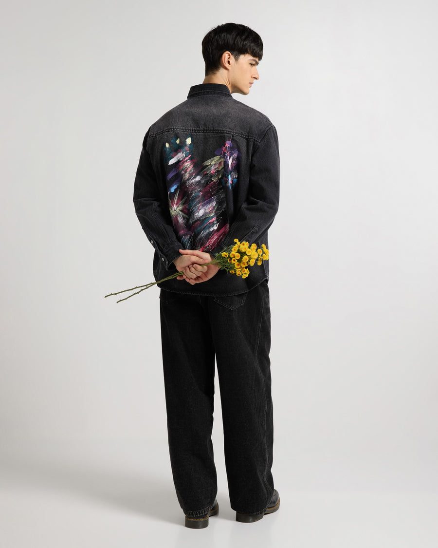 Premium Handpainted Denim Shacket Lifestyle view | Weezy