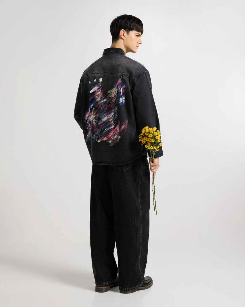 Premium Handpainted Denim Shacket Flat lay | Weezy