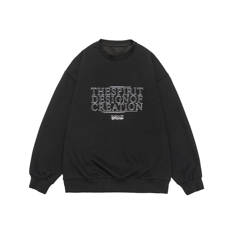 Jet Black Embroidered Sweatshirt Lifestyle view | Weezy