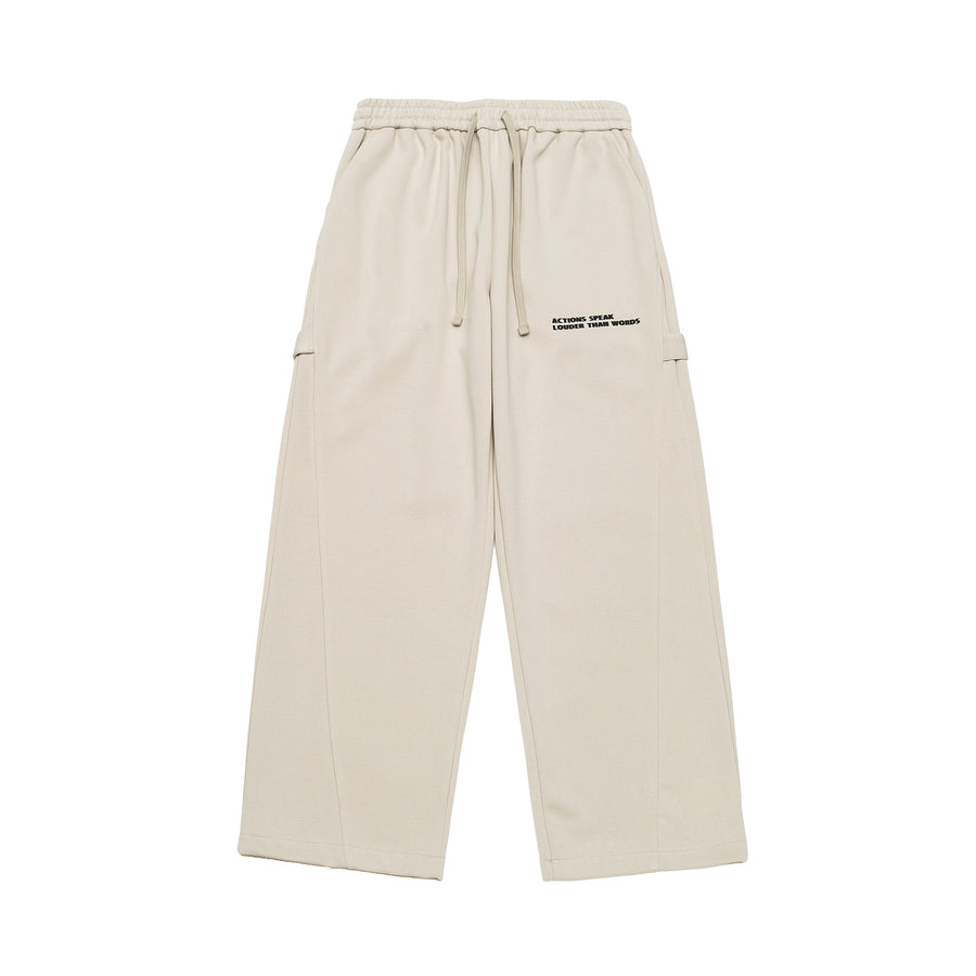 Cream Embroidered Jogger Pants Model view | Weezy