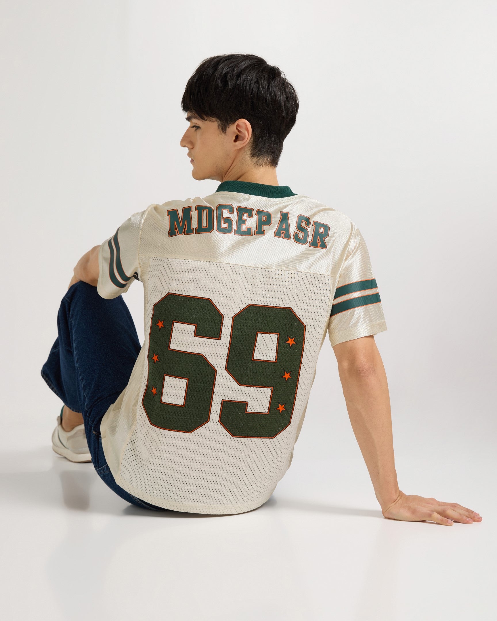 69 Retro Offwhite Green Jersey Tee