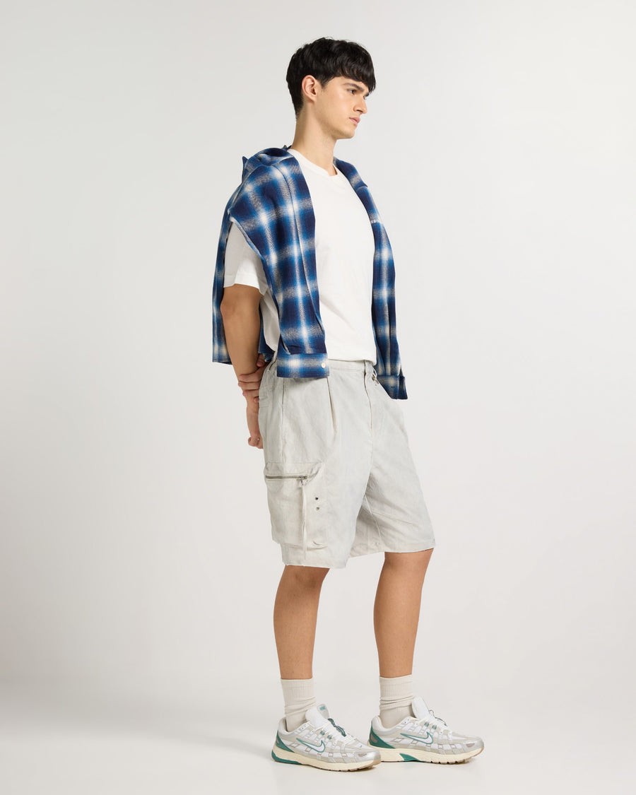 White Melange Utility Cargo Shorts Lifestyle view | Weezy