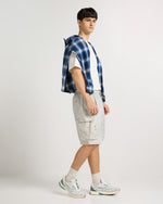 White Melange Utility Cargo Shorts View 10 | Weezy
