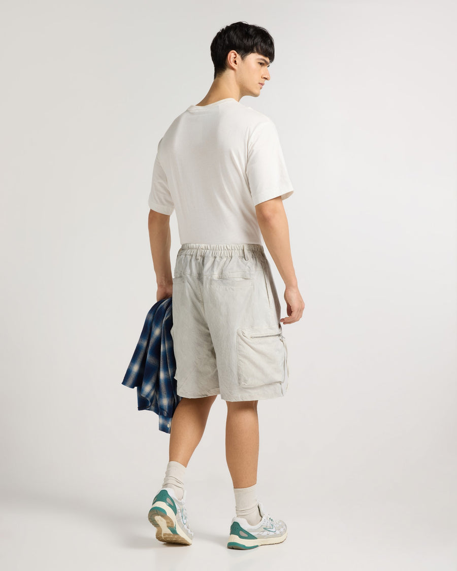 White Melange Utility Cargo Shorts View 11 | Weezy