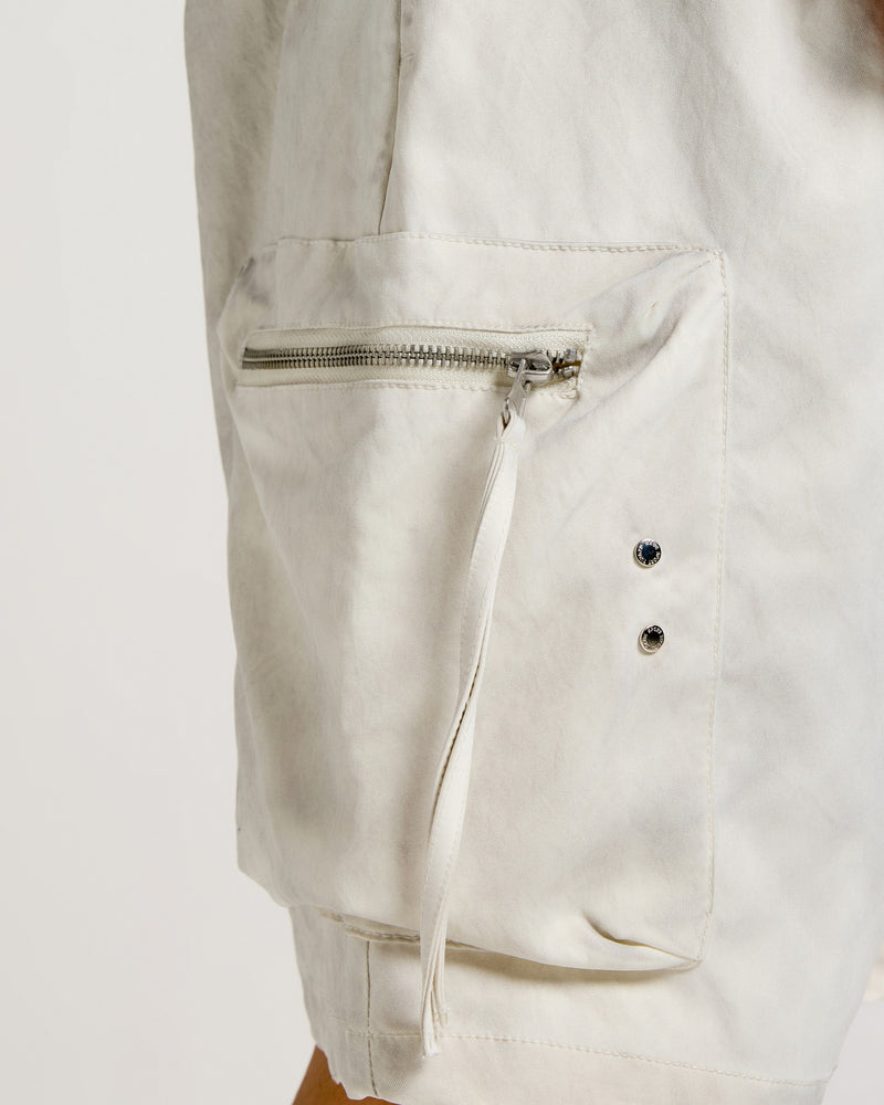 White Melange Utility Cargo Shorts Flat lay | Weezy
