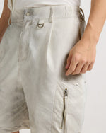 White Melange Utility Cargo Shorts Close-up | Weezy