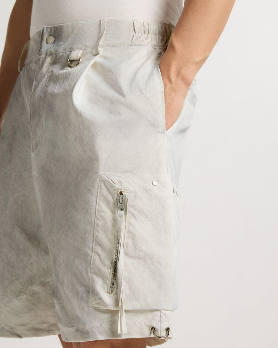 White Melange Utility Cargo Shorts View 9 | Weezy