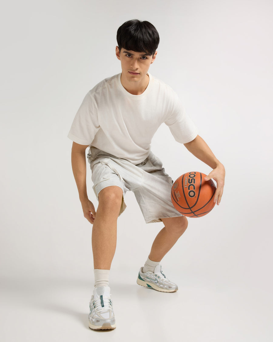 White Melange Utility Cargo Shorts Detail view | Weezy