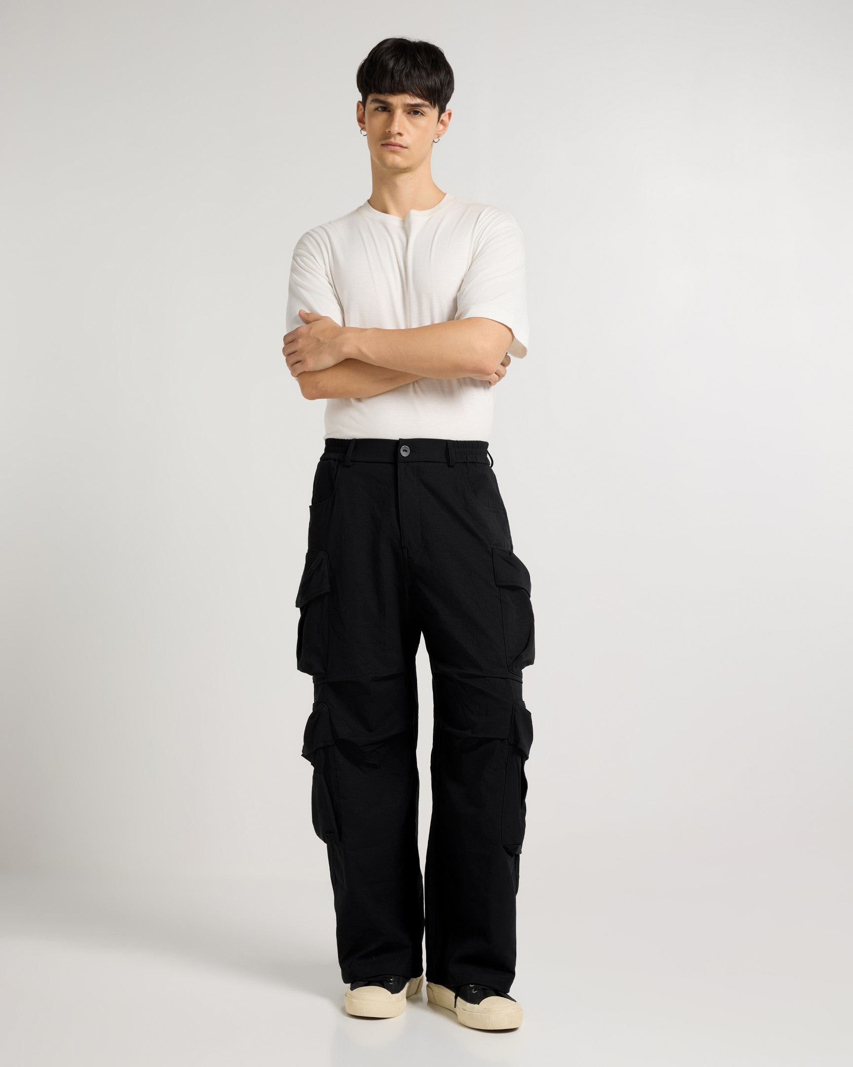 Black Wide Leg Utility Cargo