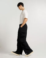 Black Wide Leg Utility Cargo Side view | Weezy