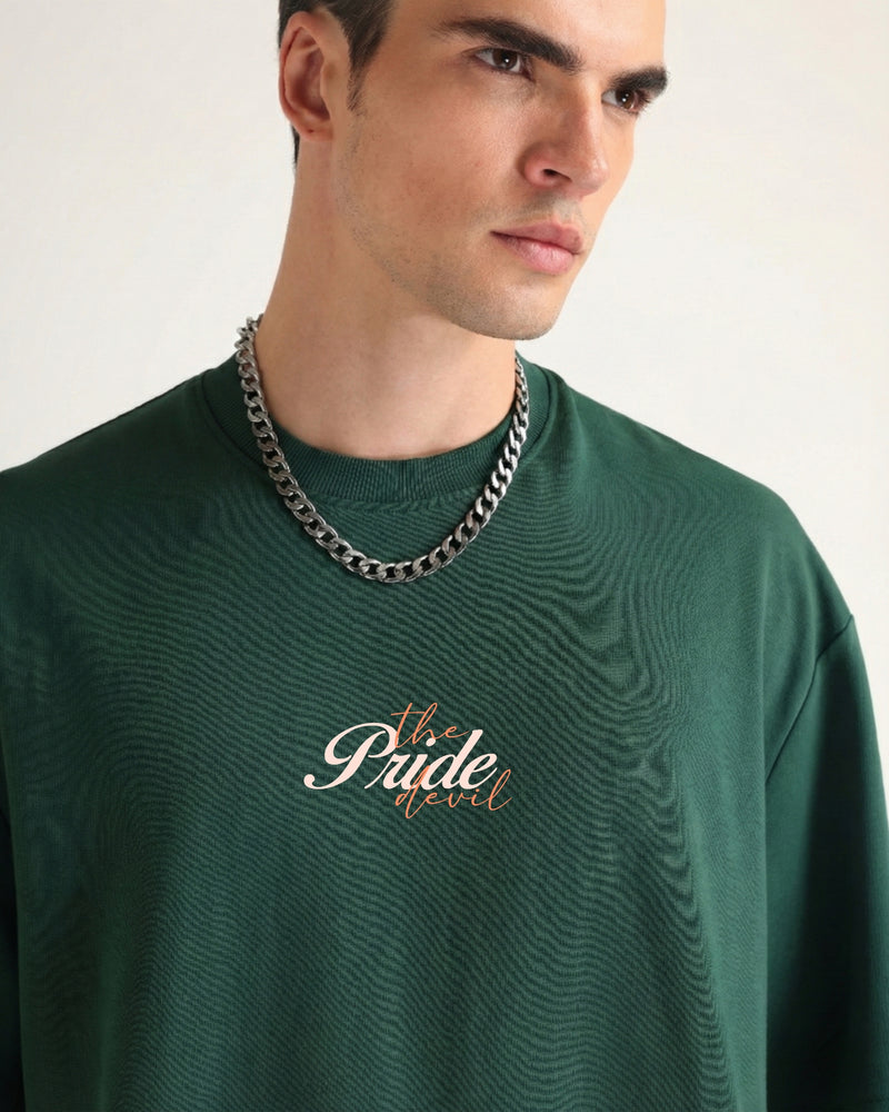 Premium Emerald Green Pride Devil Oversized T-shirt Detail view | Weezy