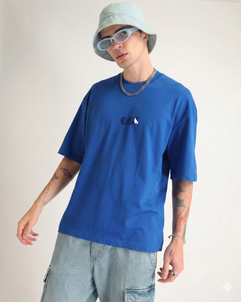 Premium Royal Blue Way Bigger Oversized T-shirt Back view | Weezy