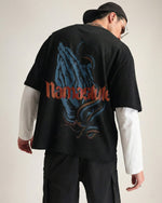 Premium Jet Black Namastute Oversized T-shirt Front view | Weezy