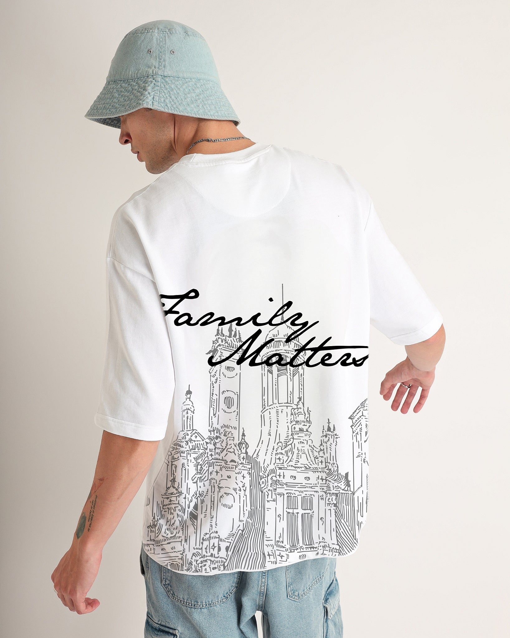 Premium White Family Matters Oversized T-shirt