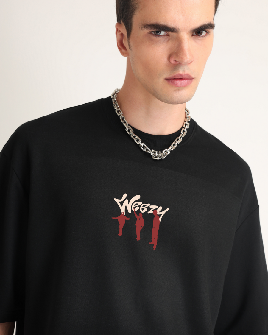 Premium Jet Black Trust You Oversized T-shirt Back view | Weezy
