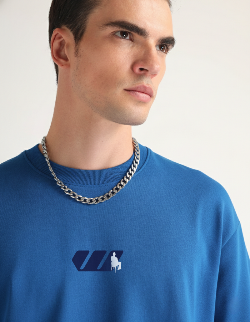Premium Royal Blue Way Bigger Oversized T-shirt Detail view | Weezy