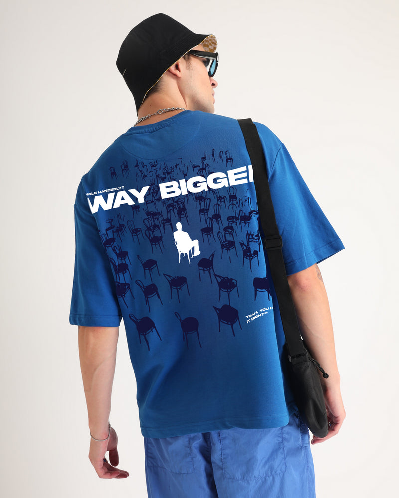 Premium Royal Blue Way Bigger Oversized T-shirt Side view | Weezy