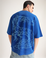 Premium Royal Blue Dragon Oversized T-shirt Front view | Weezy