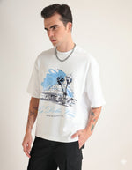 Premium White La Dolce Vita Oversized T-shirt Back view | Weezy