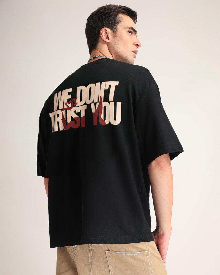 Premium Jet Black Trust You Oversized T-shirt Side view | Weezy
