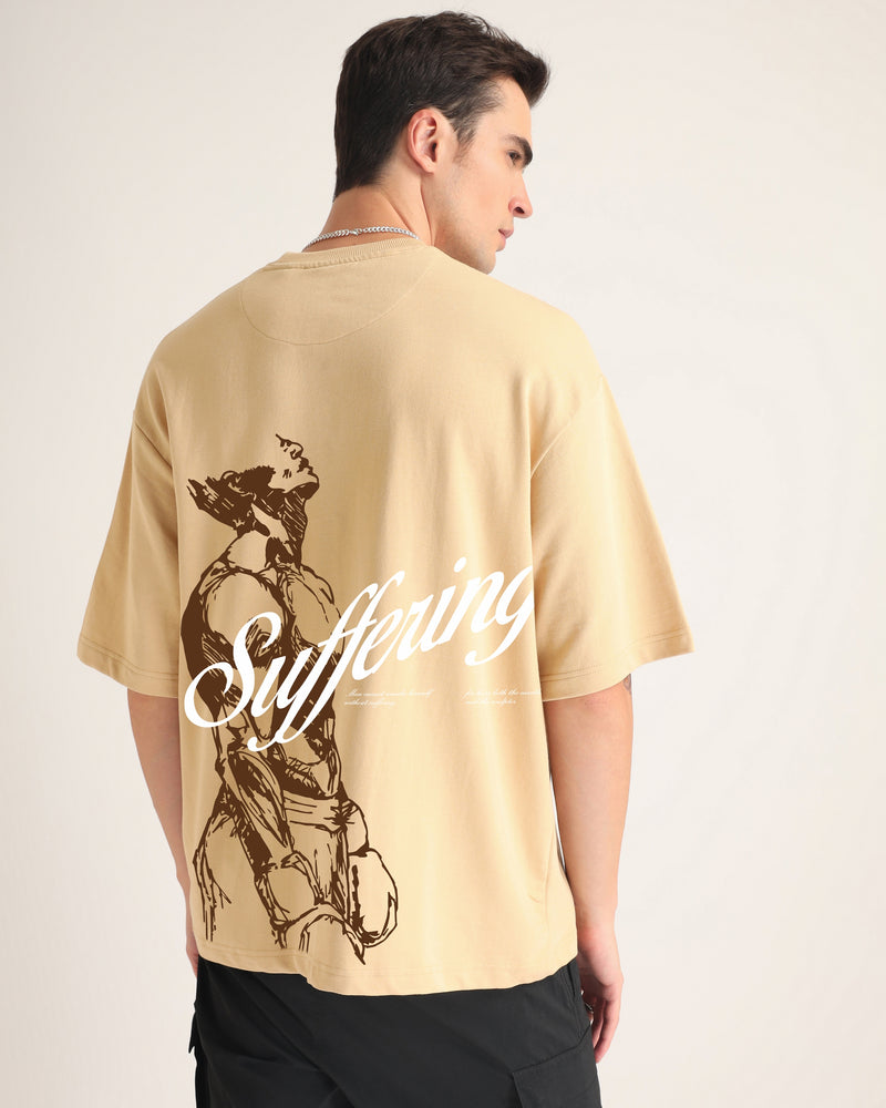 Premium Beige Suffering Oversized T-shirt Front view | Weezy