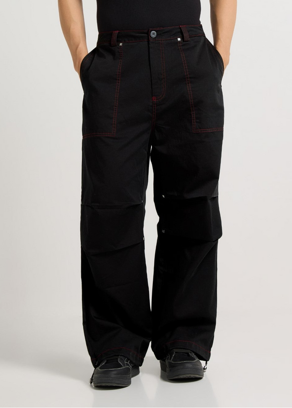Wide Leg Cargo Pants With Contrast Stiching