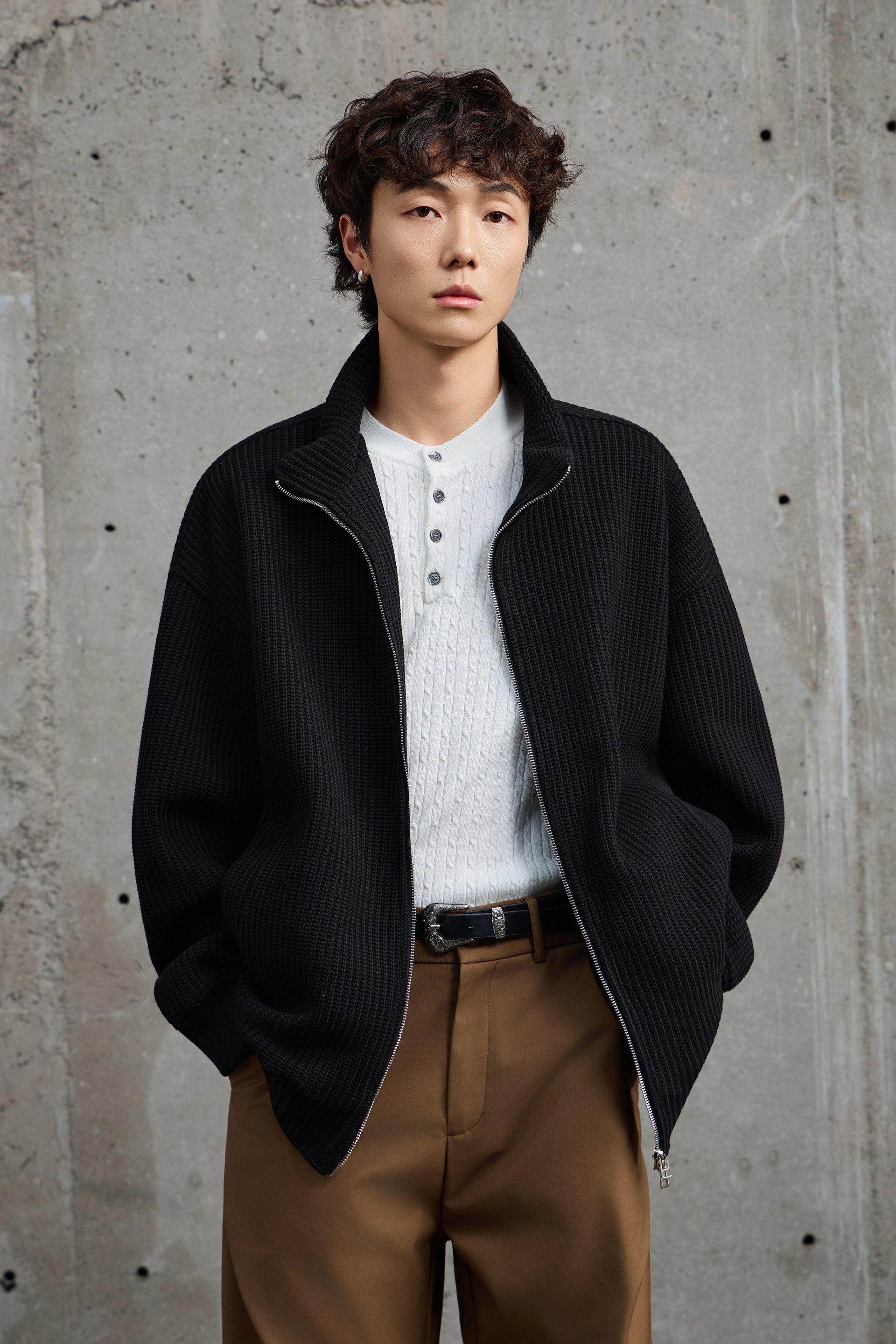 Black Zip Up Bomber Jacket